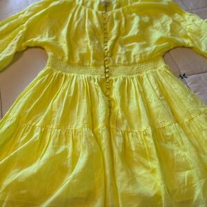 Alice + Olivia Kiara Puff-Sleve Mini Dress Yellow Size 14